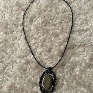 Black Cameo Pendant Necklace with beads and crystals - Women's Jewelry